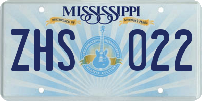 MS license plate ZHS022