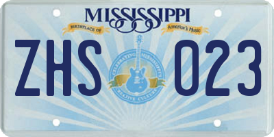 MS license plate ZHS023