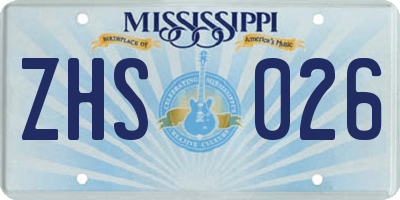 MS license plate ZHS026