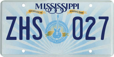 MS license plate ZHS027