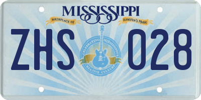 MS license plate ZHS028