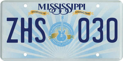 MS license plate ZHS030