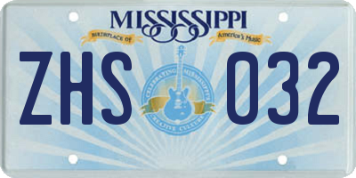 MS license plate ZHS032