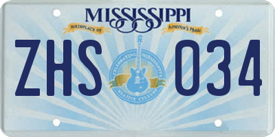 MS license plate ZHS034