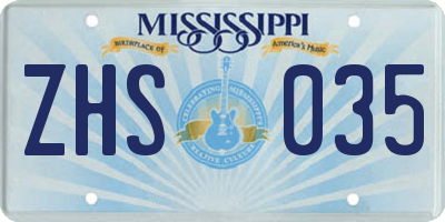 MS license plate ZHS035