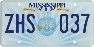 MS license plate ZHS037