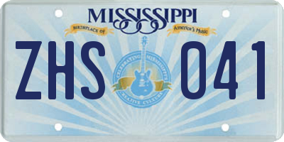 MS license plate ZHS041
