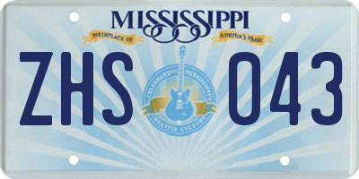 MS license plate ZHS043