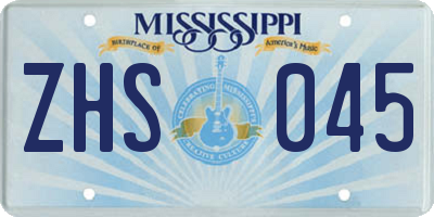 MS license plate ZHS045