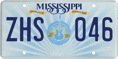 MS license plate ZHS046