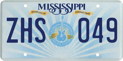 MS license plate ZHS049
