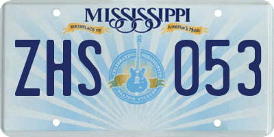 MS license plate ZHS053