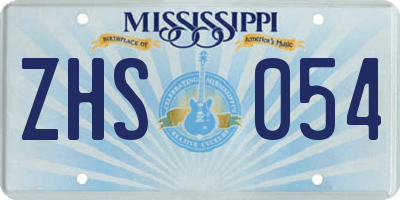 MS license plate ZHS054