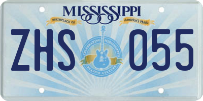 MS license plate ZHS055