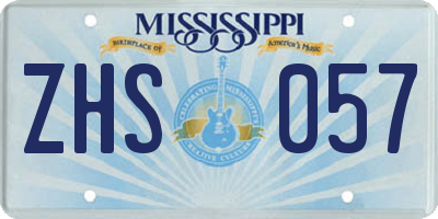 MS license plate ZHS057