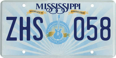 MS license plate ZHS058