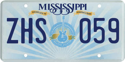 MS license plate ZHS059
