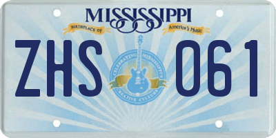 MS license plate ZHS061