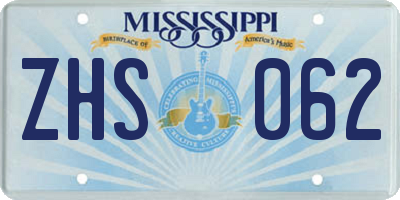 MS license plate ZHS062