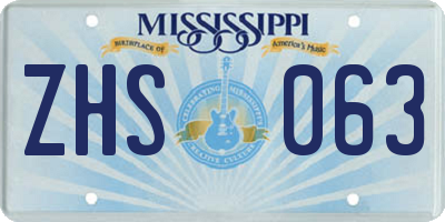 MS license plate ZHS063