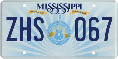 MS license plate ZHS067