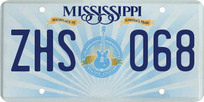 MS license plate ZHS068
