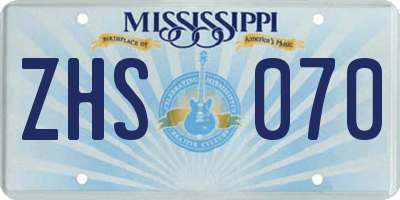 MS license plate ZHS070