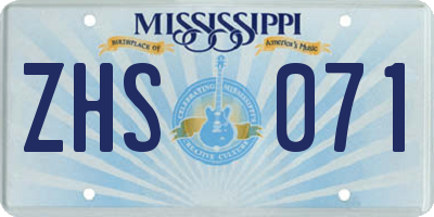 MS license plate ZHS071