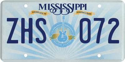 MS license plate ZHS072