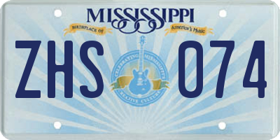 MS license plate ZHS074