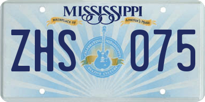 MS license plate ZHS075
