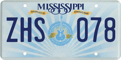 MS license plate ZHS078