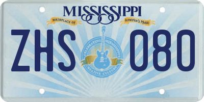 MS license plate ZHS080