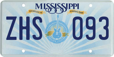 MS license plate ZHS093