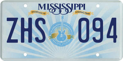 MS license plate ZHS094