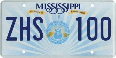 MS license plate ZHS100