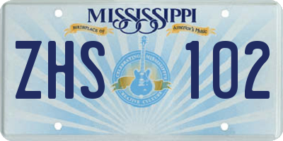 MS license plate ZHS102