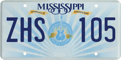 MS license plate ZHS105