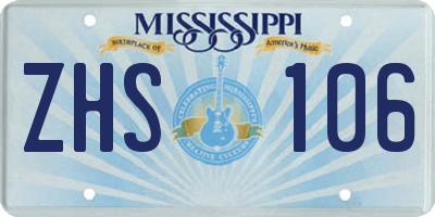 MS license plate ZHS106