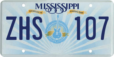 MS license plate ZHS107