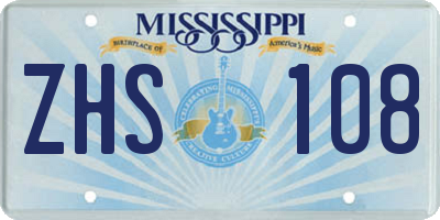 MS license plate ZHS108