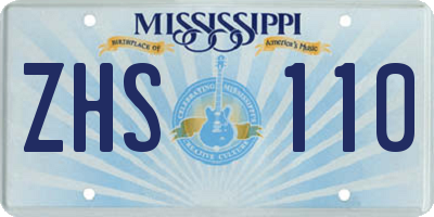 MS license plate ZHS110