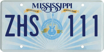 MS license plate ZHS111