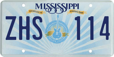 MS license plate ZHS114