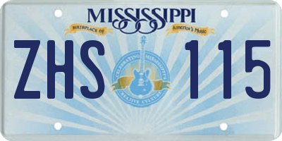 MS license plate ZHS115