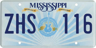 MS license plate ZHS116