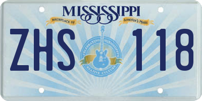 MS license plate ZHS118