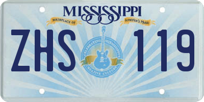 MS license plate ZHS119