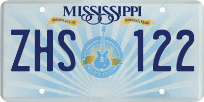 MS license plate ZHS122