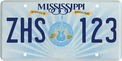 MS license plate ZHS123